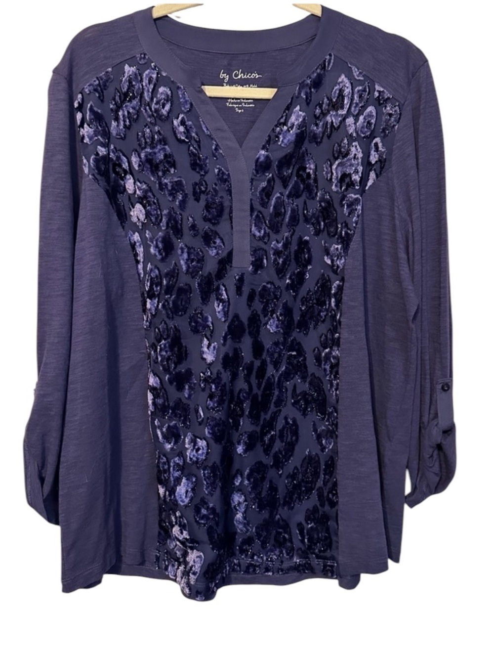 Chico’s Becky Burnout Velvet Boho Whimsigoth Romantic Artsy Tunic Size 3 NWT